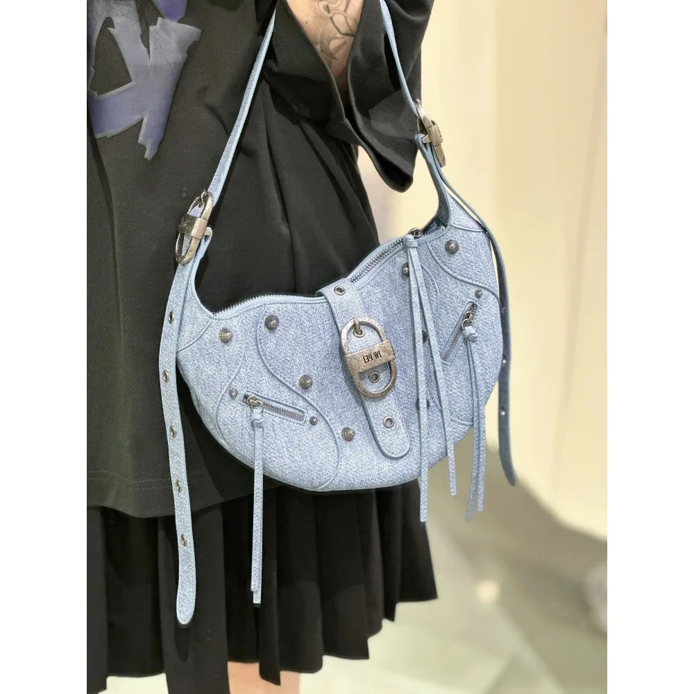

2025 New Shoulder Bag Pudding Motorcycle One Shoulder Crossbody Underarm Bag Versatile Femme Sac Сумки Женские Брендовые