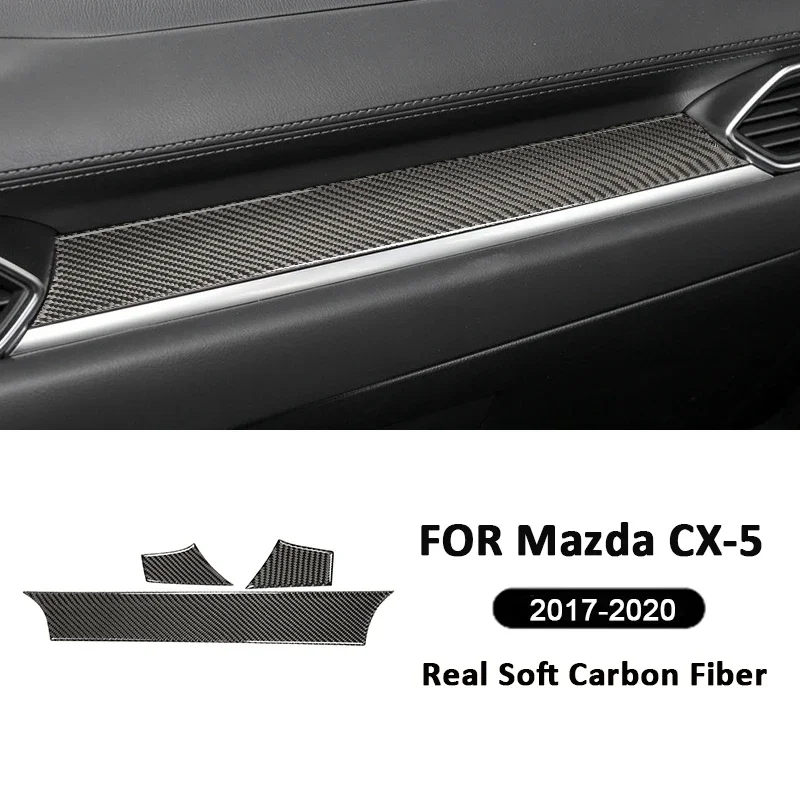 

For Mazda CX-5 2017-2020 Carbon Fiber Car Co-Pilot Center Console Storage Panel Trim Strips Cover Interior Decoration Sticker