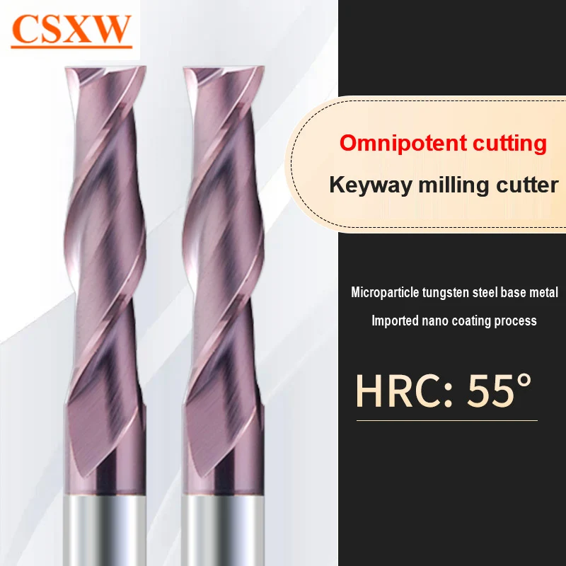 

HRC55 2 Flute Carbide End Mill 1 2 3 4 5 6 8 10 12 Alloy Carbide Milling Tungsten Steel Milling Cutter Maching Cutting Tools