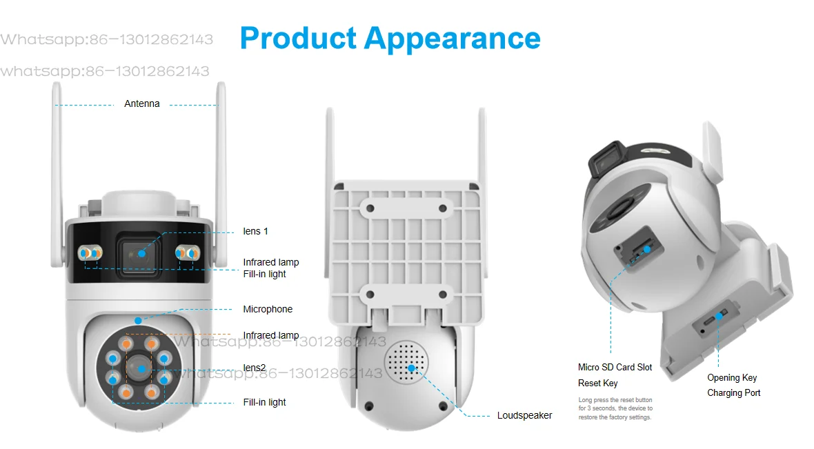 6MP HD Solar CCTV Camera Triple Lens 4G Night Vision - for Outdoor Surveillance 4g IP Connectivity
