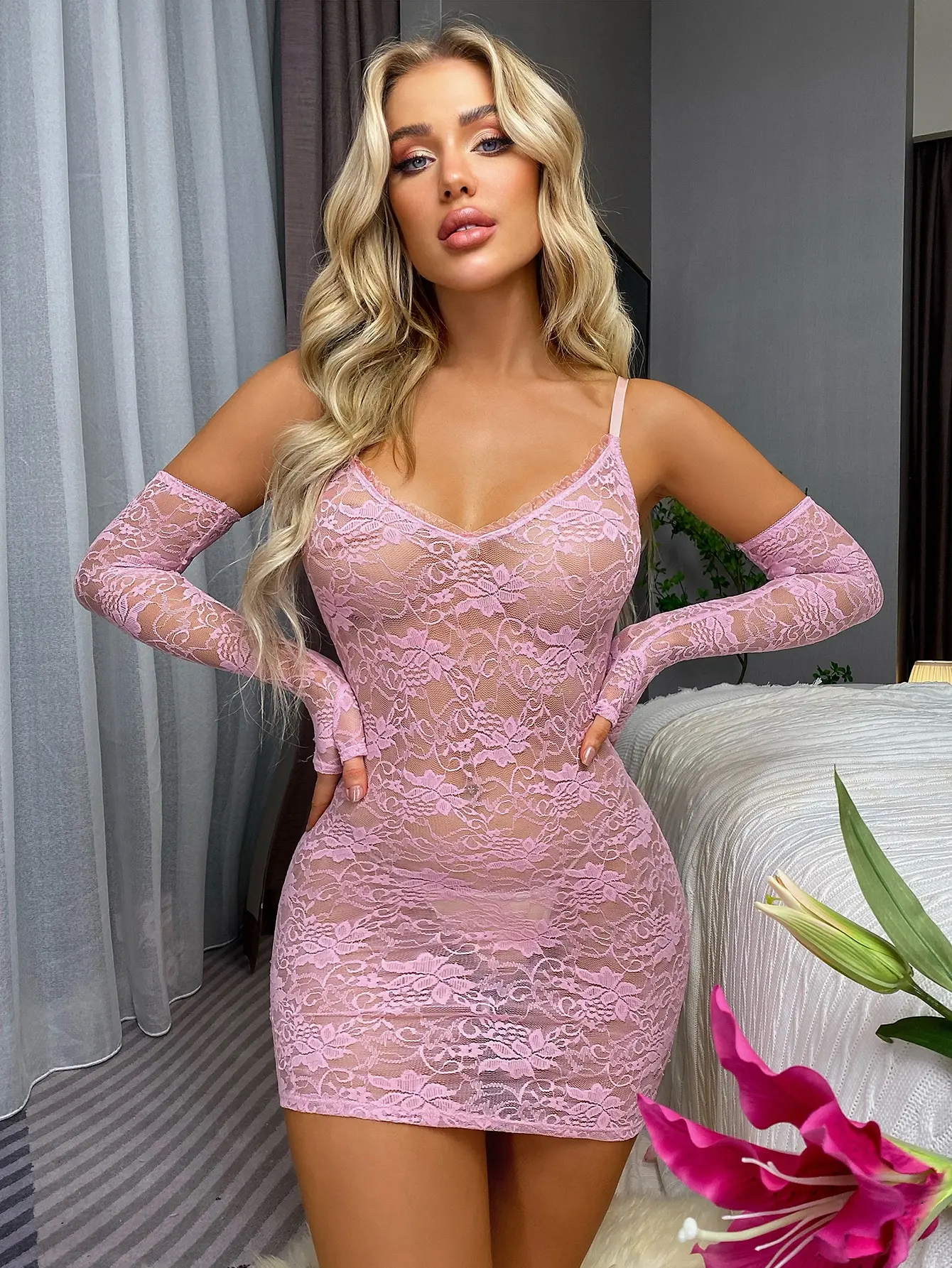 

Cross-border 2024 spring European and American new tight-fitting hip skirt see-through sexy temptation sexy dress manufacturer wholesale