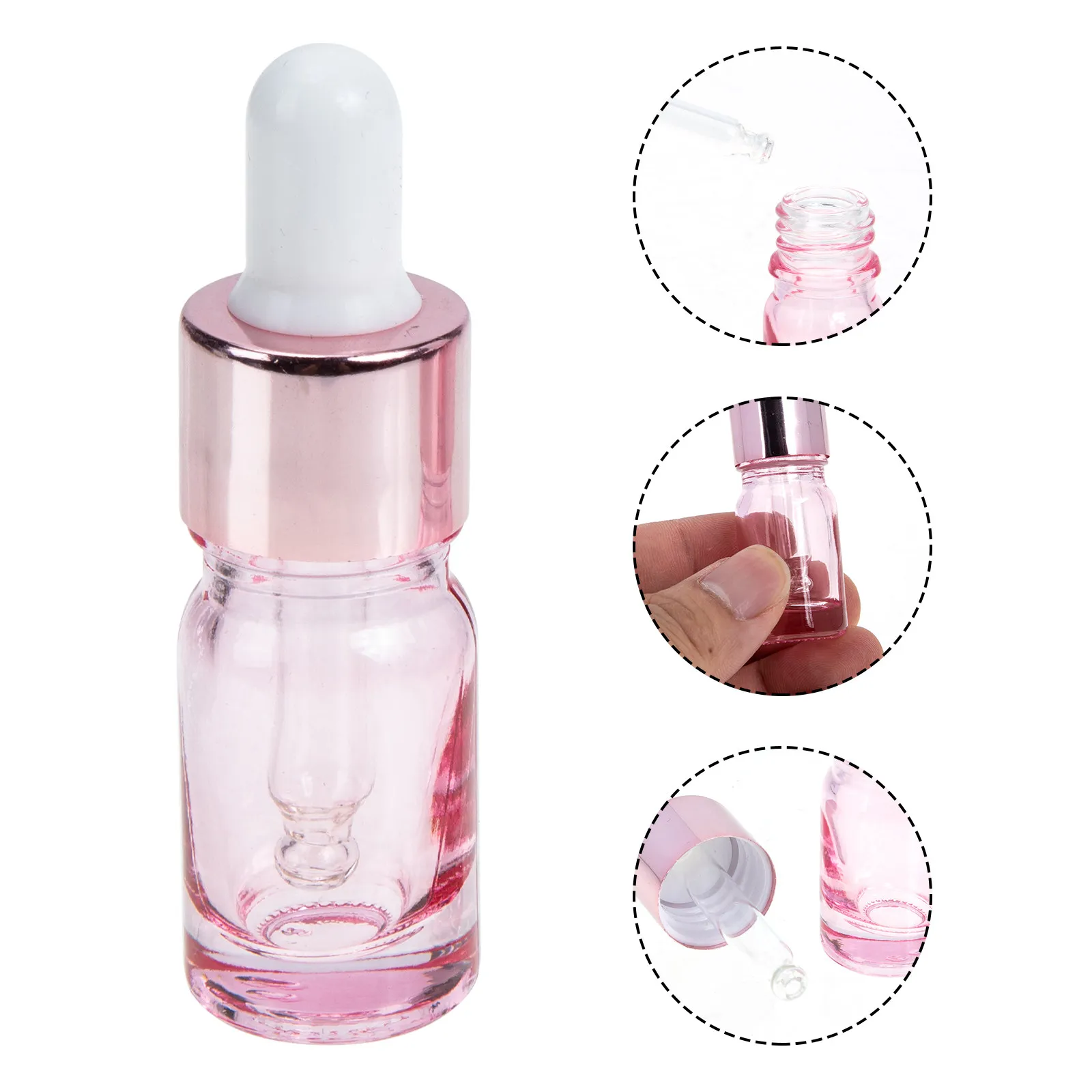 35Pcs Rose Gold Dropper Bottles Refillable Empty Perfume Sub Bottles for Essential Oil Travel Storage Women Beauty Liquid