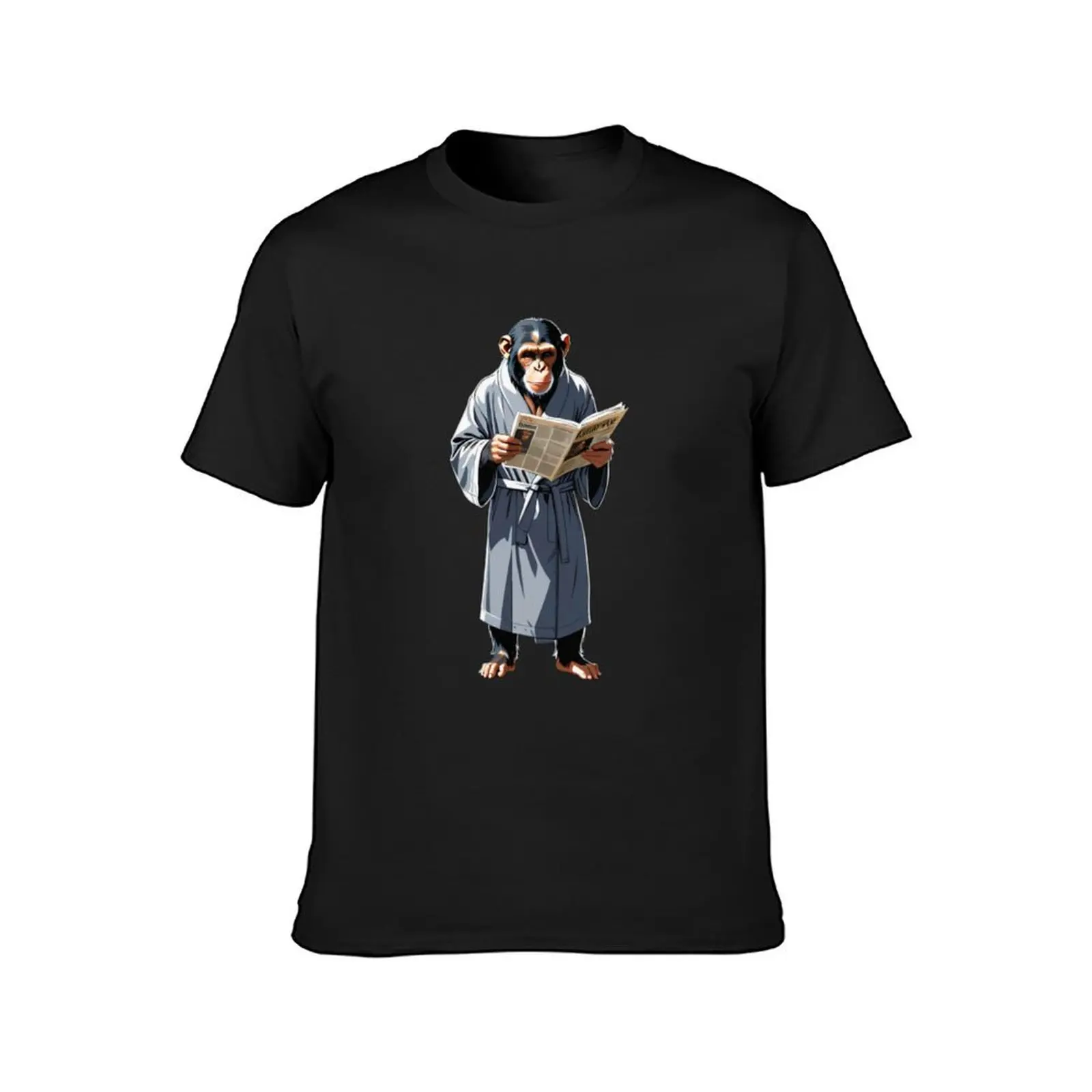 Bathrobe Reader Monkey Relaxing with Morning Paper T-Shirt sublime for a boy Men's clothing