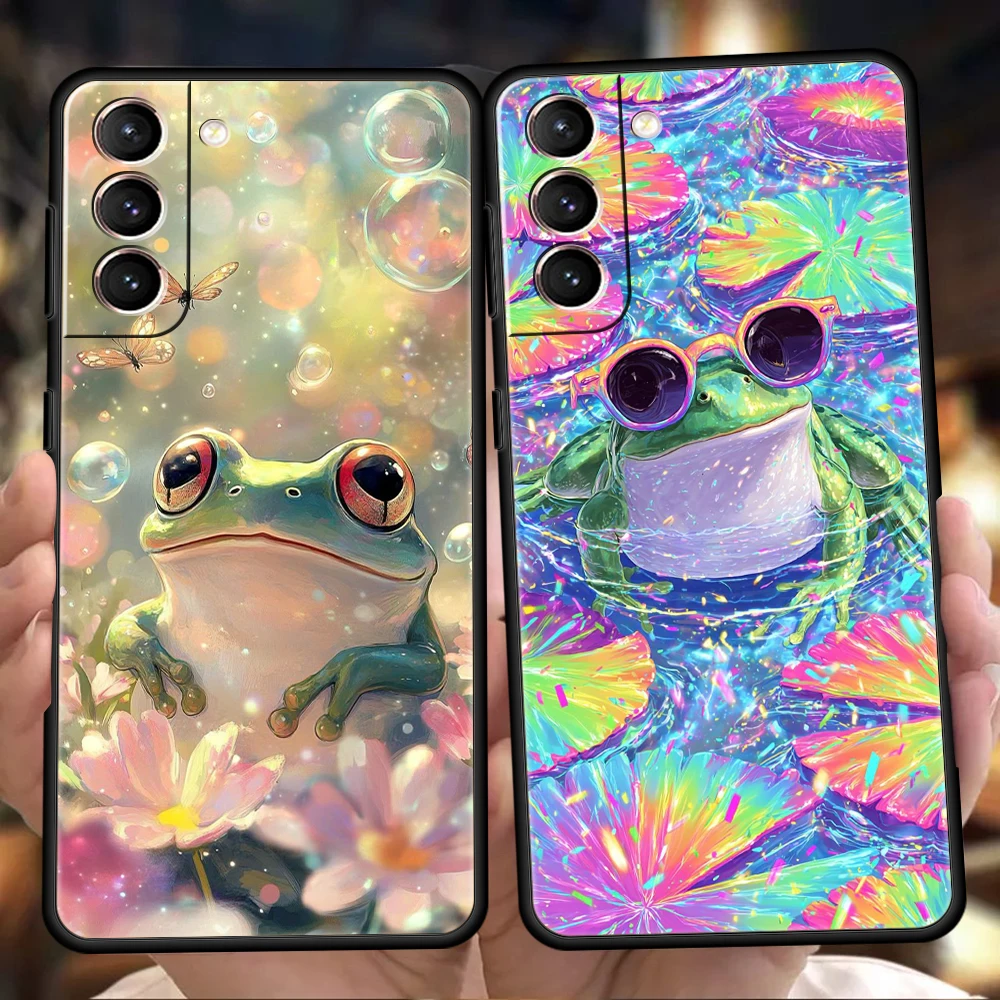 Coque de téléphone pour Samsung Galaxy S25 Edge S24 S23 S22 S20 S21 FE Ultra S10 S10E Plus 5G, coque en TPU souple, imprimé grenouille réaliste