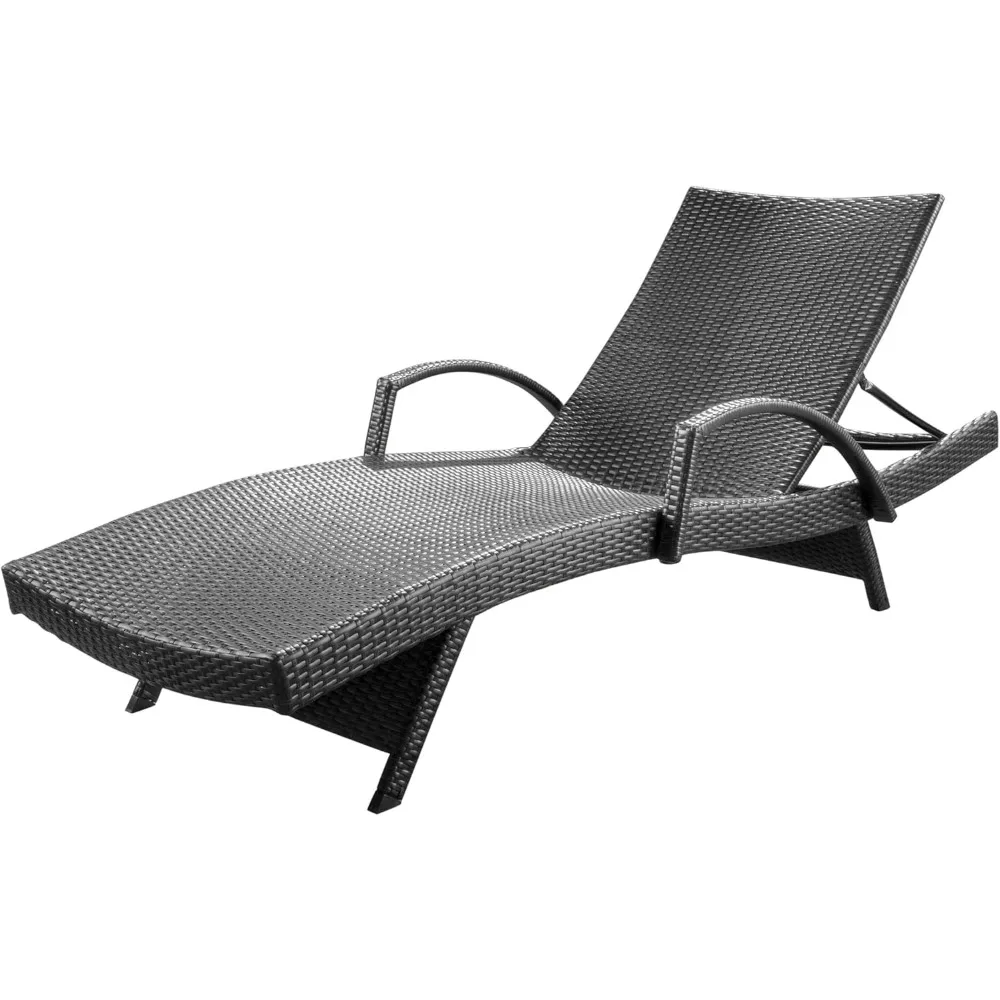 

Salem Outdoor Wicker Armed Chaise Lounge, Grey