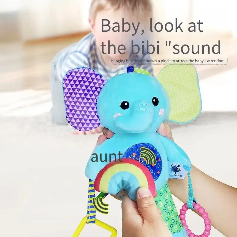 Urocza pluszowa grzechotka dla niemowląt - dzwonek do łóżeczka i zawieszka do wózka, edukacyjna zabawka do trzymania w dłoni, wspomagająca rozwój mózgu dziecka.
