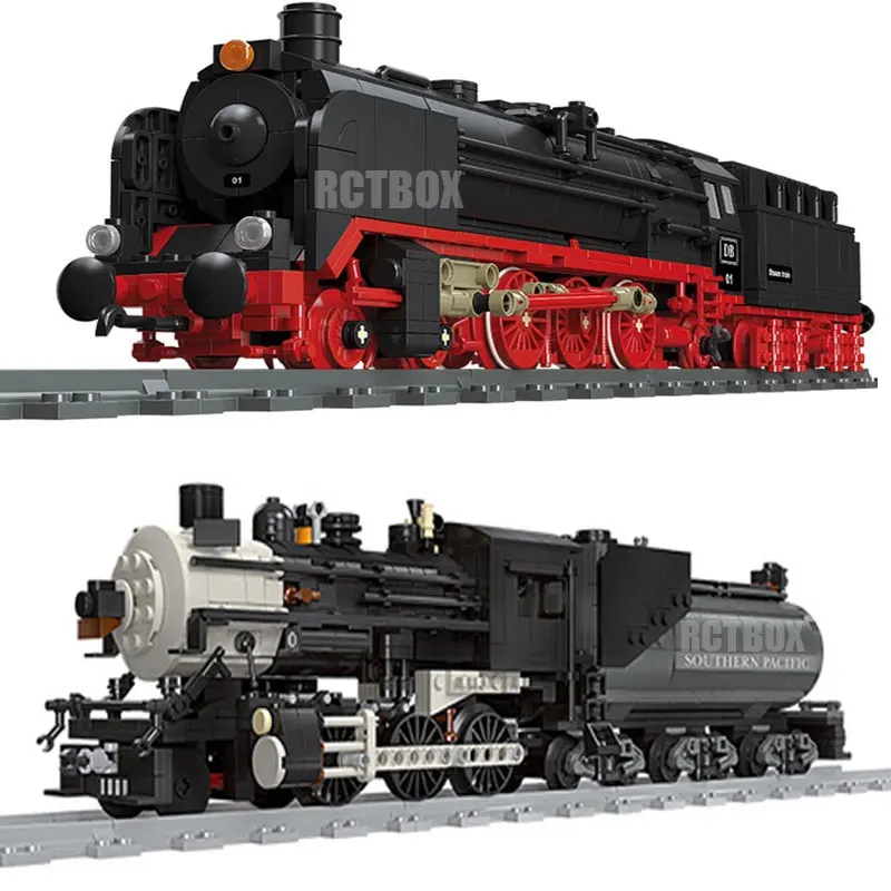 City BR01 Steam Train Building Blocks big boy Locomotive Technical Rail Set Model Bricks Construction Toys For Kids Boys Gifts