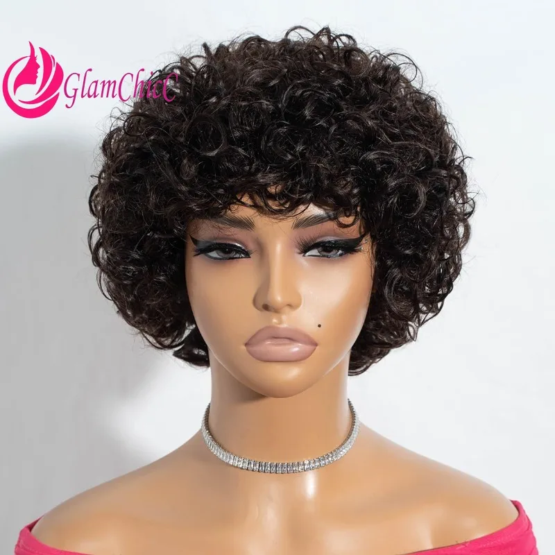 

Короткие большие локоны премиум-класса, натуральный цвет, человеческие волосы, полный машинный парик, 4 дюйма, плотность 180%, бразильский девственный Реми, подходит для повседневного ношения