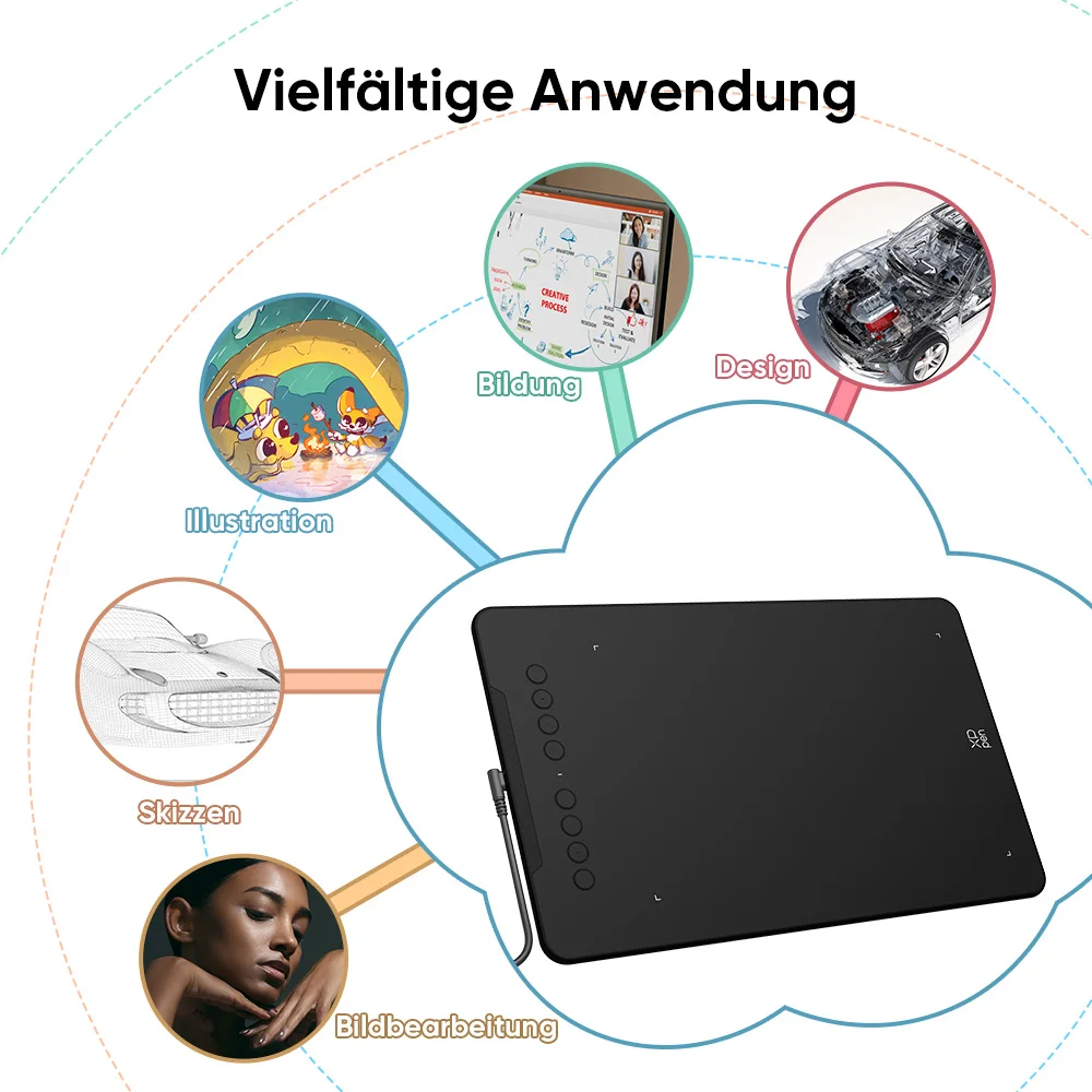 XPPen Deco01V3 Grafiktablett, 10 Zoll, digitales Zeichentablett, 3 Farben, 16384 Stufen, 60 Neigungsstufen, Kunstanimation für Android, Windows, Mac – Detail 6