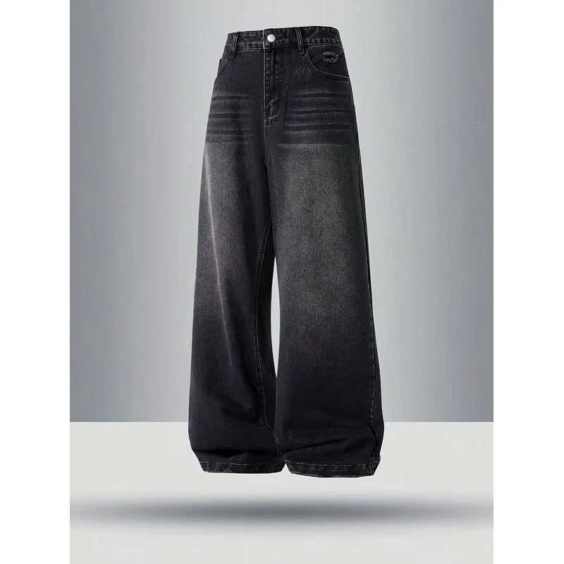 

American Style Wide Leg Jeans Men's Casual Comfortable Non-Shrinkable Denim Pants Neutral Corduroy Trousers for Spring Season