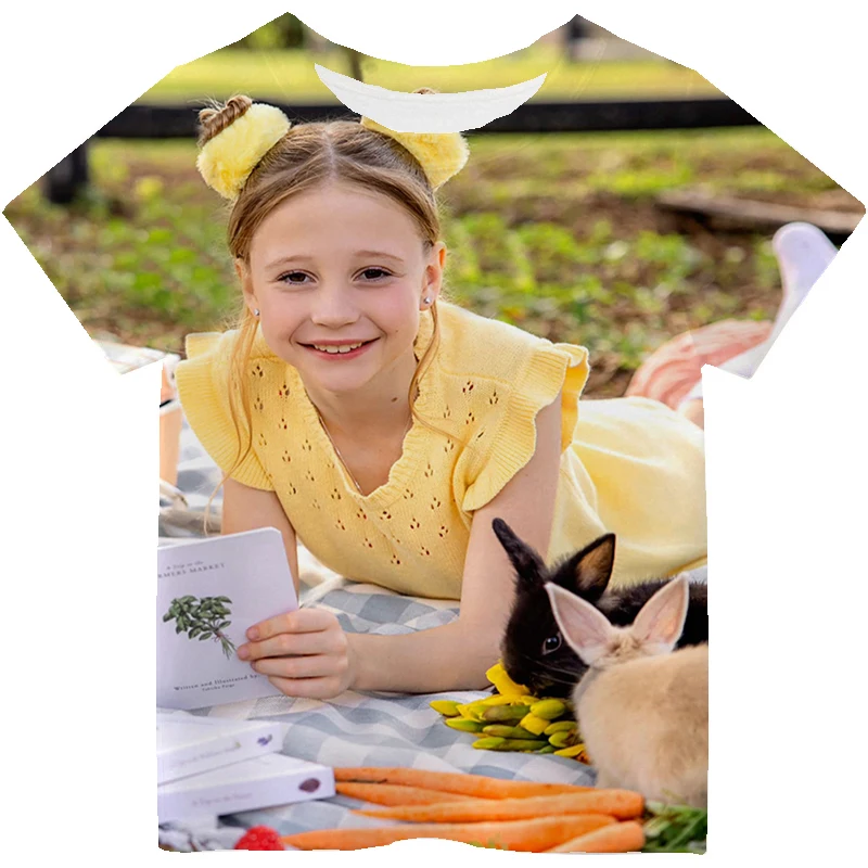 Cute Nastya T Shirt Kids Like Nastya Pattern Short Sleeve Casual Tops Girls y2k Clothes T-Shirt Summer Tees Children Clothing