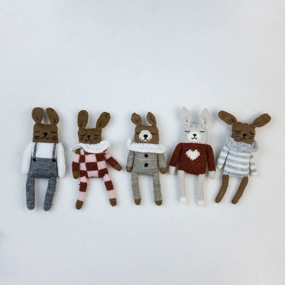 Adereços para fotografia de recém-nascidos, mini coelho de pelúcia feito à mão, boneca de pelúcia, animal fofo, estúdio, adereços de sessão de bebê, acessórios