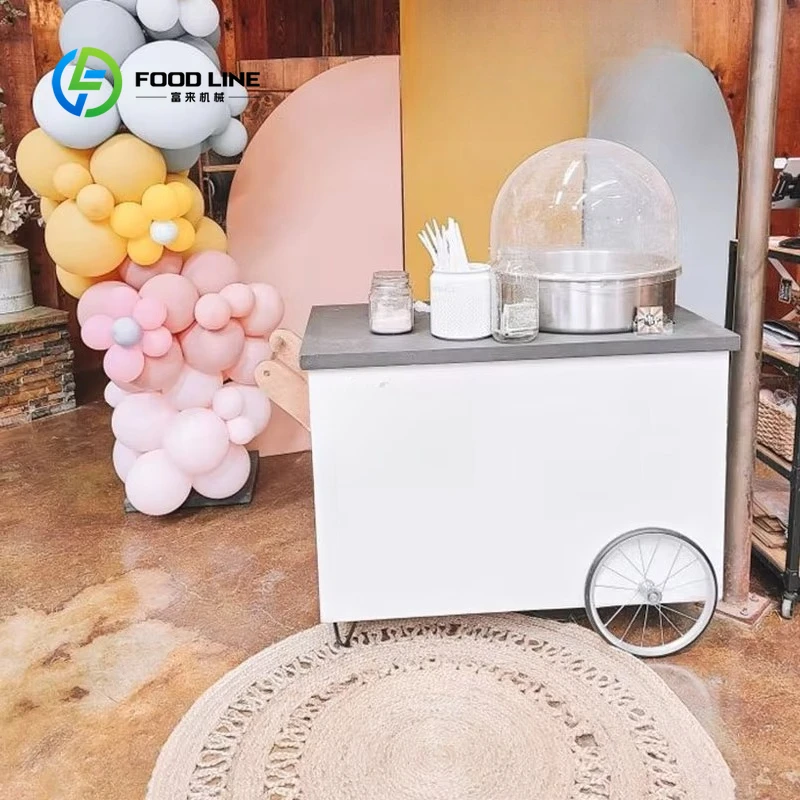Commercial Ice Cream Cart Mobile Refrigerated Vendor Cart with Canopy Wheels for Street Food Truck Park Mall Outdoor Custom