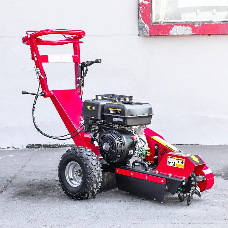 Small Stump Remover, Hand-Pushed Gas-Powered Stump Grinder, Multifunctional Chain-Type Stump Shredder 15HP(Customized)
