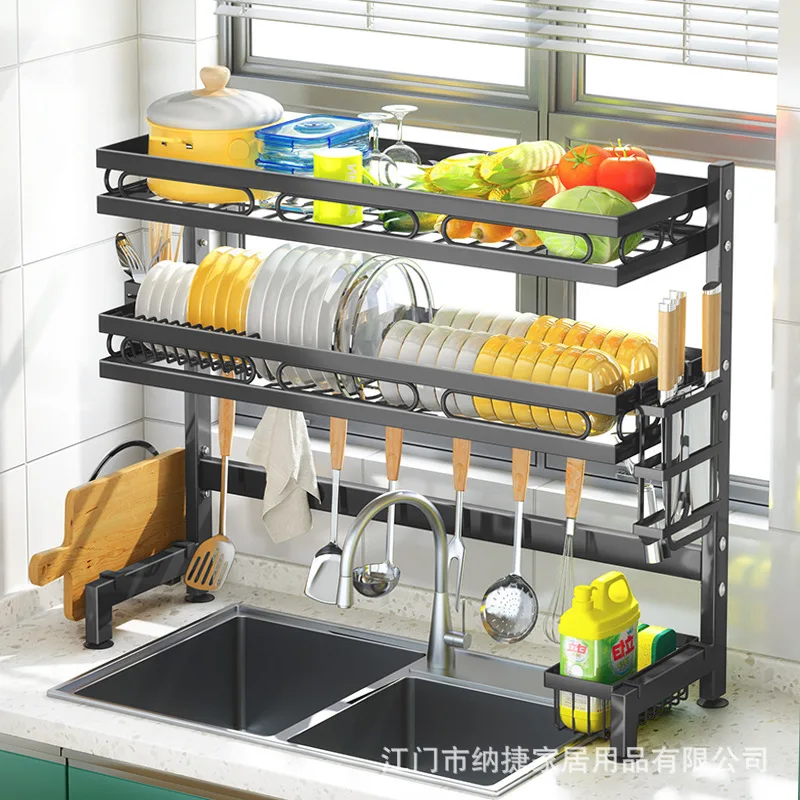 

Kitchen Sink above the Tray Tray Drain Rack, Faucet Dish Storage Rack