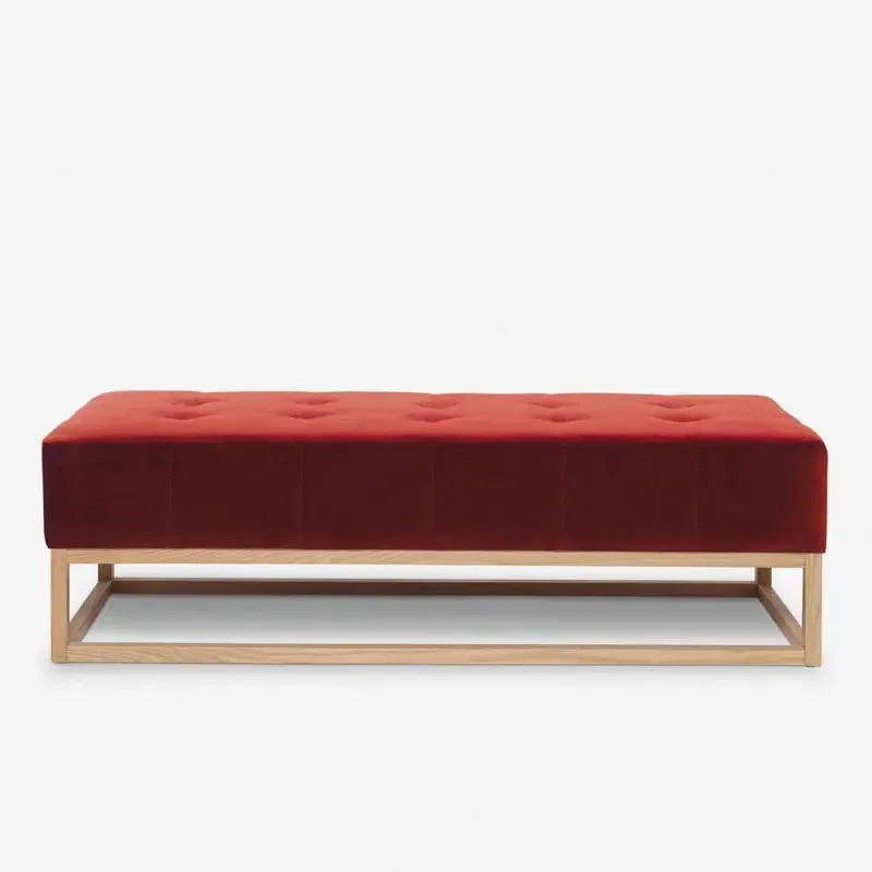 Nordic style bedroom solid wood bed stool American log style bedside living room rest master design small sofa