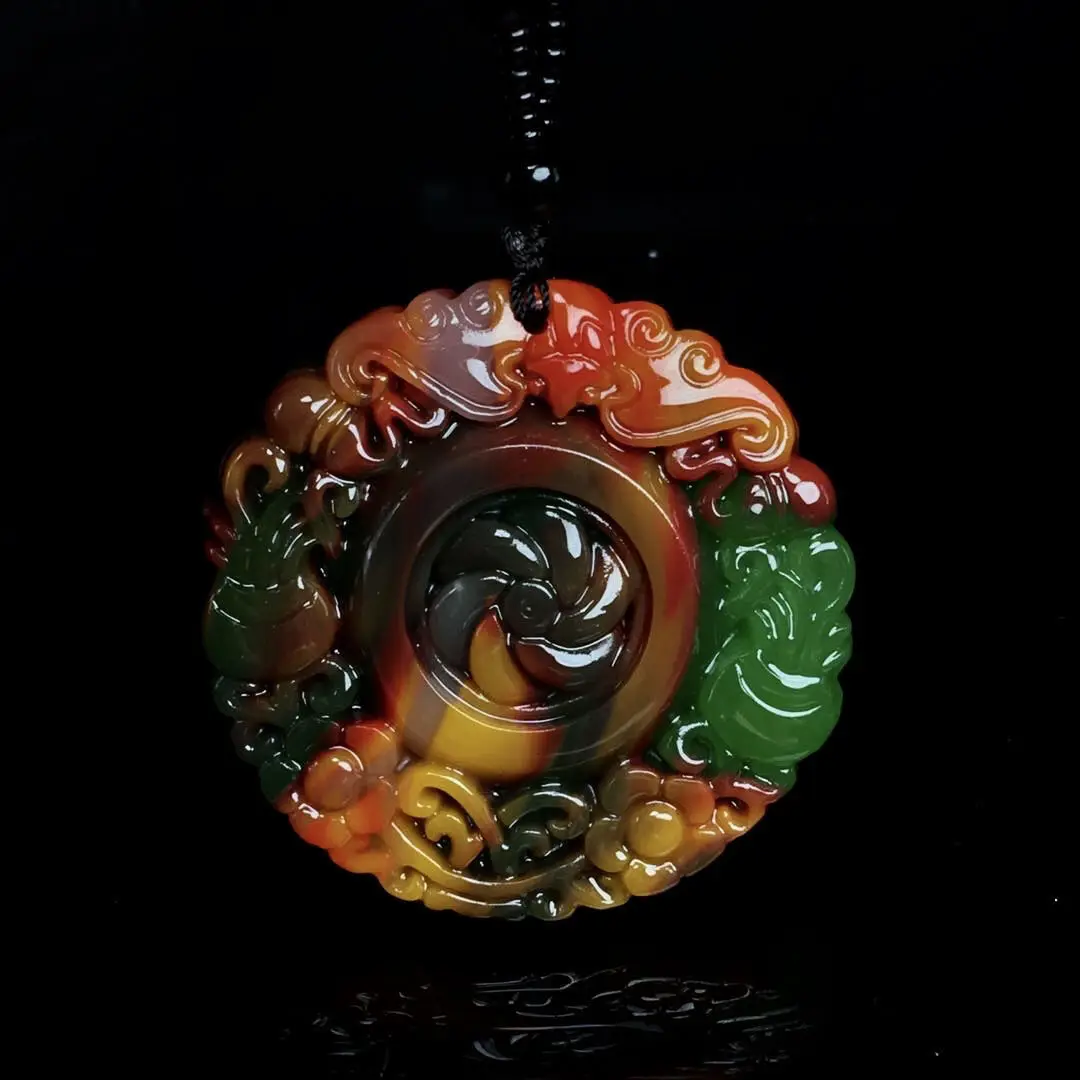 Xinjiang Gobi Colorful Jade Five Blessings Lucky Pendants for Men and Women To Keep Safe Pendants