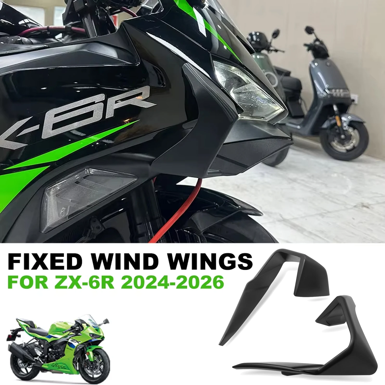 

Боковые спойлеры-антикрылья для мотоцикла KAWASAKI ZX6R ZX-6R 2026 2025 2024, аэродинамические ветровые крылья для нейкед-мотоциклов