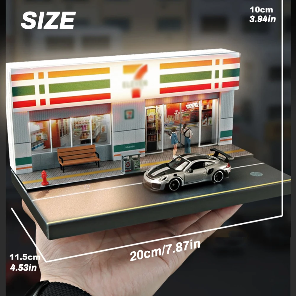 

1/64 Automobile Repair and Modification Workshop Space Car Parking Space with Lights Simulated Decoration Scene (without car)