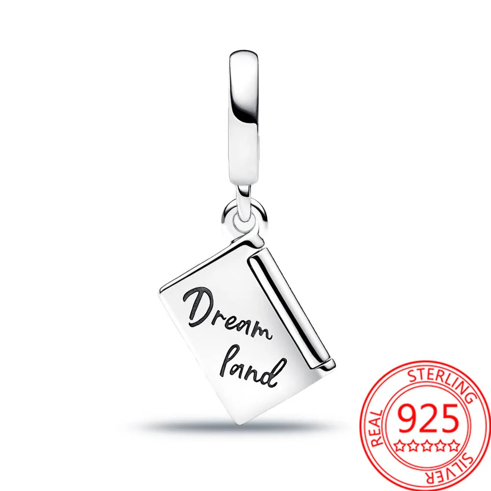 925 Sterling Silver Openable Passaporte Dangle Charme, Fits Pulseira, Colares e Colar, DIY Jóias Femininas, Acessórios Presente, Moda