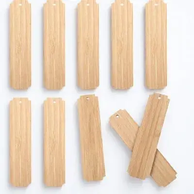 10Pcs Wood Blank Bookmarks Unfinished Creative DIY Wooden Craft Bookmarks for Reading Study Party Decor Unfinished Wood Tags