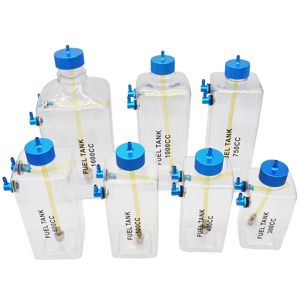 

1PC Fuel Tank Petrol Transparent Plastic Bottle 300/400/500/600/750/1000/1600ML/CC CNC Aluminum Alloy for Gas and Nitro Airplane