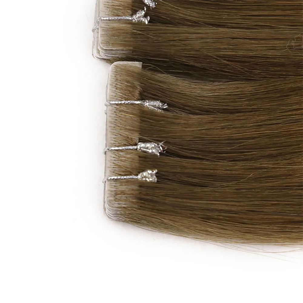 اللون الطبيعي غير مرئية بولي PU سلس حقن الشريط وصلات شعر الشعر البشري 18-24 بوصة 50 جرام/100 جرام أفضل جودة وصلات شعر #3