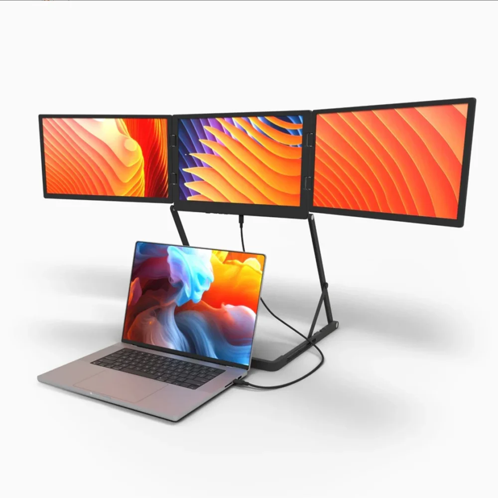 OEM Laptop Display Portable Screen Extender Dual Triple Quad Four  Tri Screen Monitor for Laptop 15.6 Inch 1080P LCD TYPE C