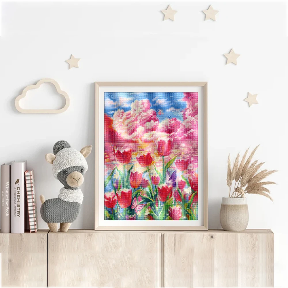 AB Diamond Painting Flower Tulip Diamond Mosaic Embroidery Cross Stitch DIY Beautiful Landscape Home Decoration Gift New Product