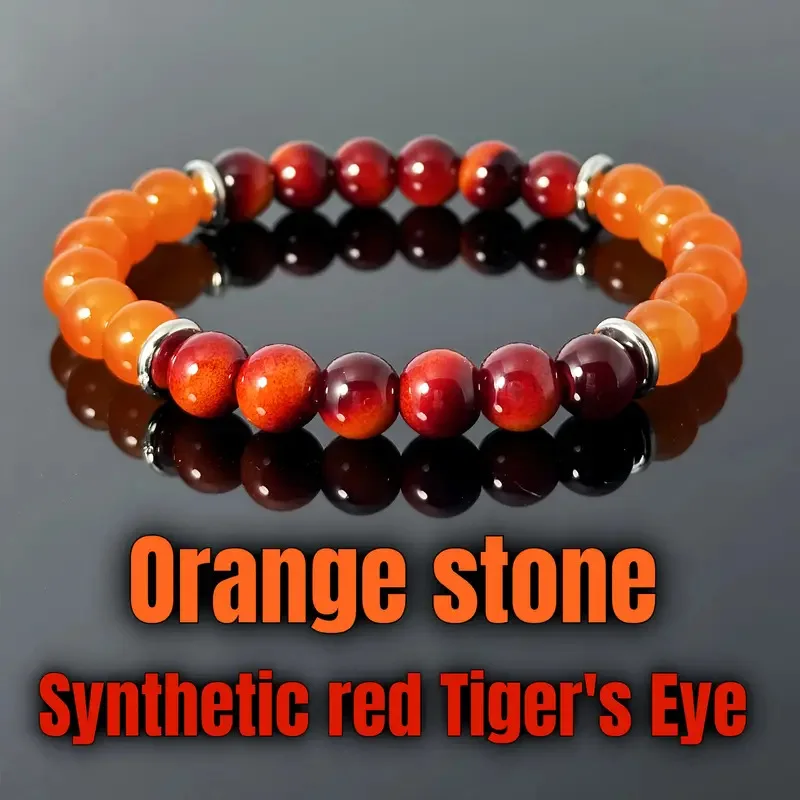 Feng Shui Money Bracelet Red Agate Orange Beads Wealth Luck Charm Abundance Jewelry Gift Men Women Crystal Bangle
