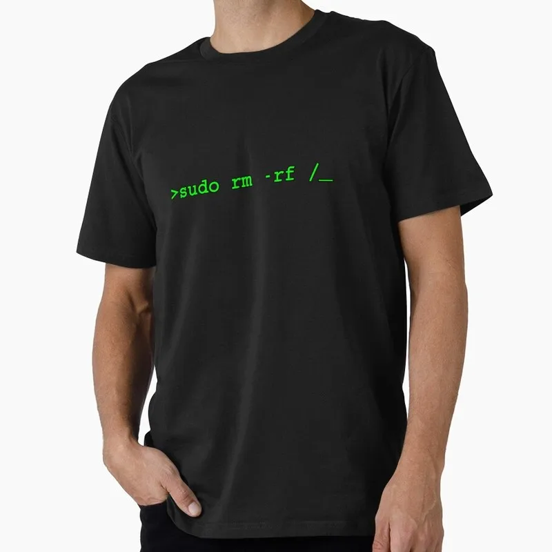 sudo rm -rf  Funny Linux Operating System Graphic T‑Shirt Casual Short Sleeve Tees Geek IT Developer Fan Gift Tops S-6XL