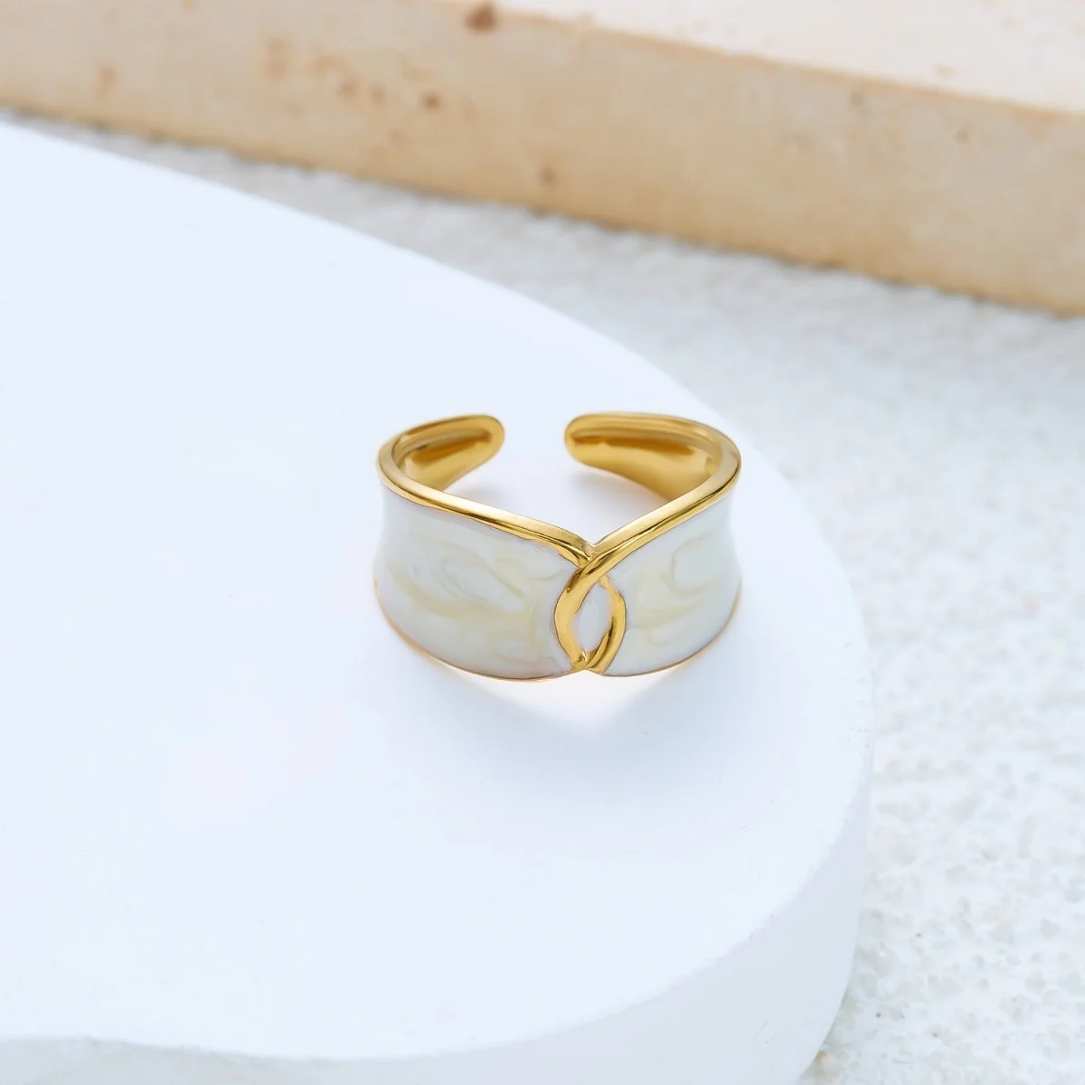 Edelstahl-Rechteck-Naturstein-Emaille-Fingerringe für Damen und Herren, königlicher Vintage-geometrischer Imitationsperlenring, Schmuck – Detail 21