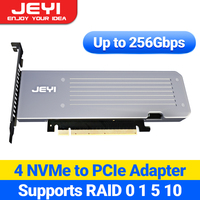 JEYI 4 SSD M.2 X16 PCIe 4.0 X4 Expansion Card with Heatsink, Supports 4 NVMe M.2 2280 up to 256Gbps, Support Bifurcation Raid