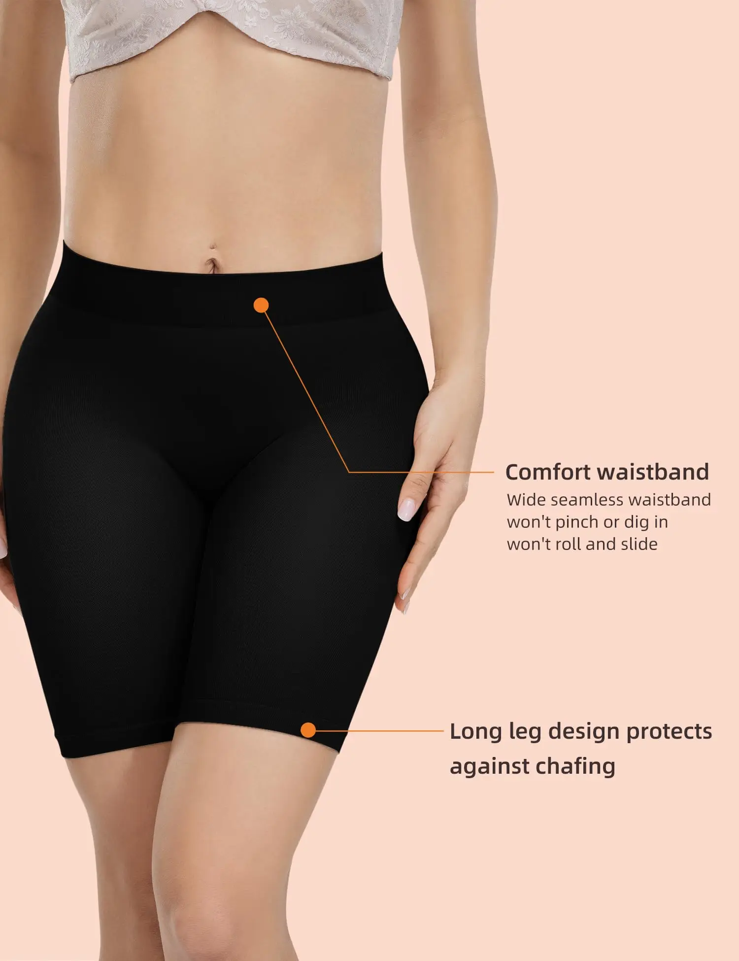 Women\'s Slip Shorts for Under Dresses Seamless Smooth Boyshort Panties Butt Lift High Waist Thigh Slimmer Tummy Control Panties