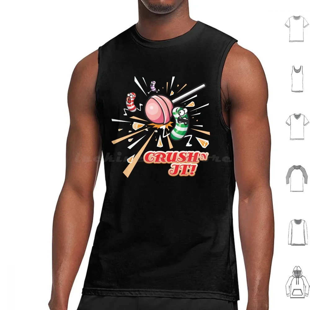 Crush'n It The Candy Crush Way Tank Tops Vest Sleeveless Candy Candy Crush Crush Crusher Candies Jelly Beans Run Running Games