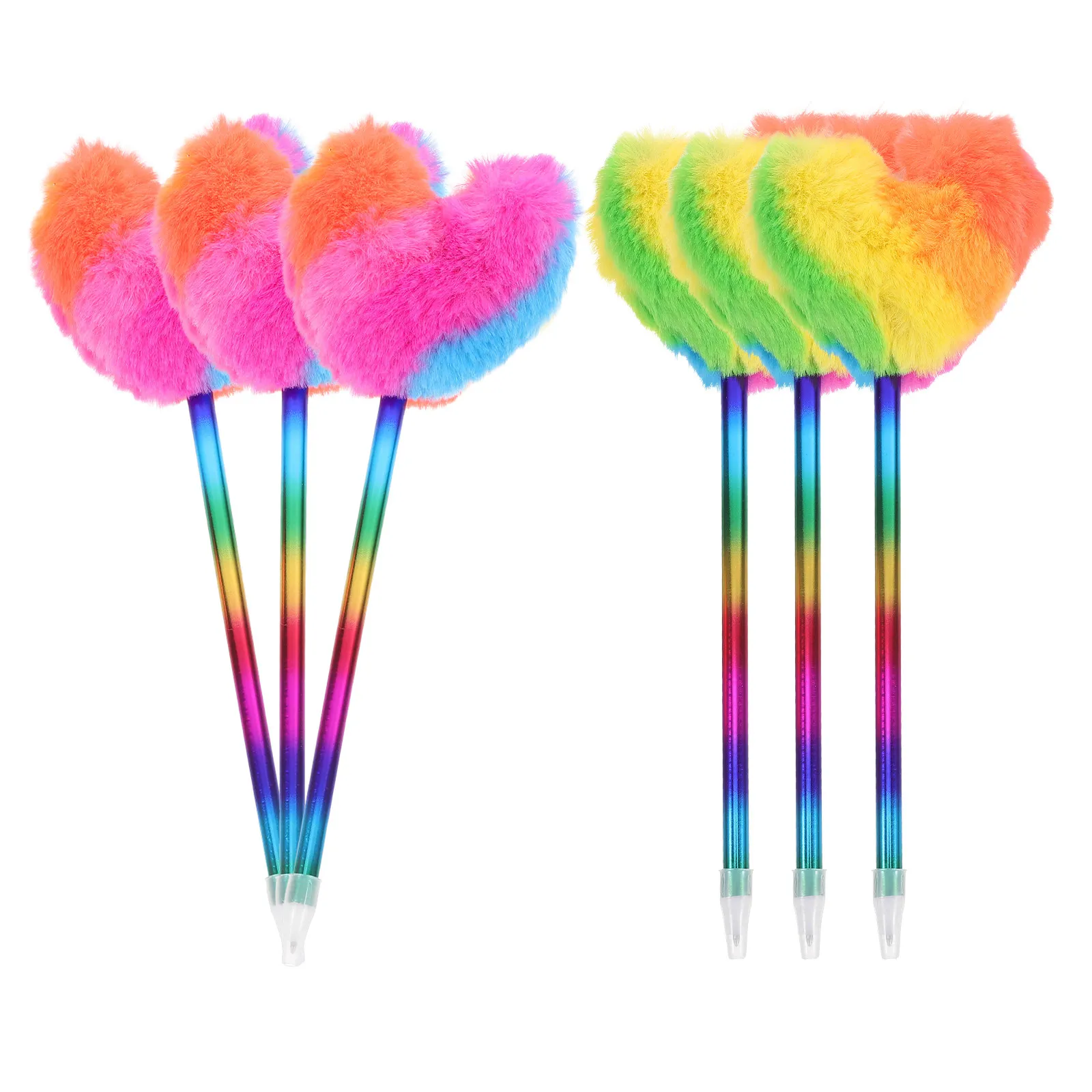 

6Pcs Adorable Heart Pom Pom Ballpoint Pen Ergonomic Design Long Writing Comfort Ideal for School Office Art Projects Fun Pen