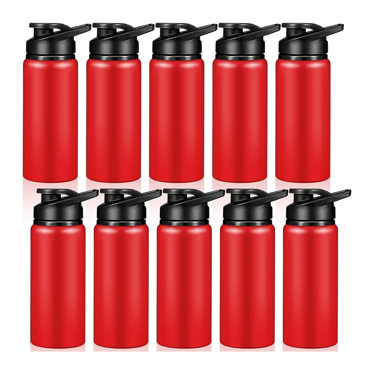 10 Pieces Water Bottle 600ml Reusable Bottles Snap Lid Water Bottle for Gym Sports Camping Hiking Fishing