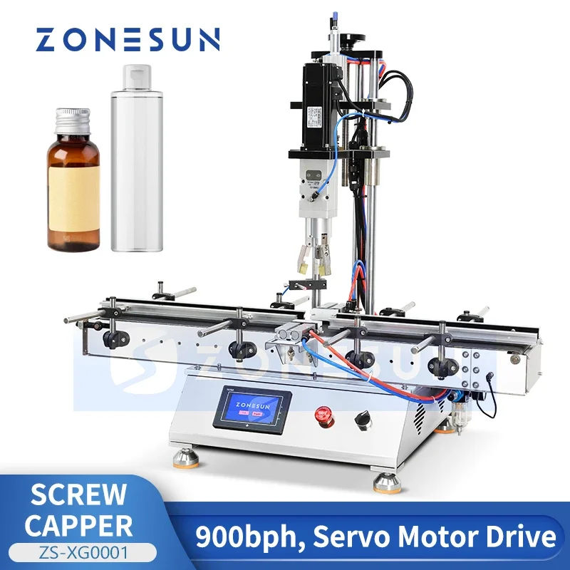 Zonesun Automatic Bottle Screw Capper Tabletop Capping Machine Sealer Capping Equipment Servo Motor ZS-XG0001