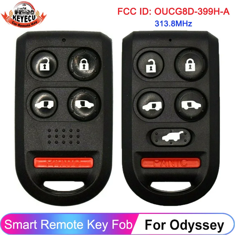 KEYECU OUCG8D-399H-A 313.8MHz For Honda Odyssey 2005 2006 2007 2008 2009 2010 G8D-399H-A 5 / 6 Button Key Remote Transmitter Fob