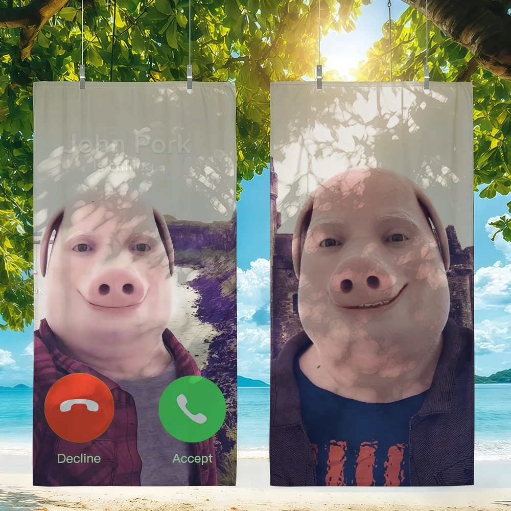 Funny John Pork is Calling Meme Towel For Swim Yoga Gym Quick Drying Soft and skin-friendly Beach Towels All-Season