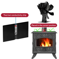 6 Blade Heat Powered Stove Fan Black Fireplace Fan Wood Burner Eco Friendly Quiet Home Fireplace Fan Efficient Heat Distribution