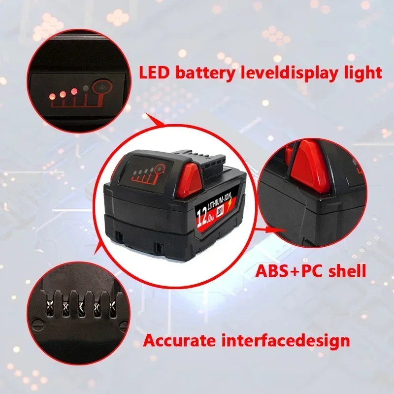 8 For Milwaukee M18 Battery 18V 6.0Ah 9.0Ah Replacement Lithium Battery for Milwaukee M18 48-11-1815 48-11-1850 2604-22 Battery