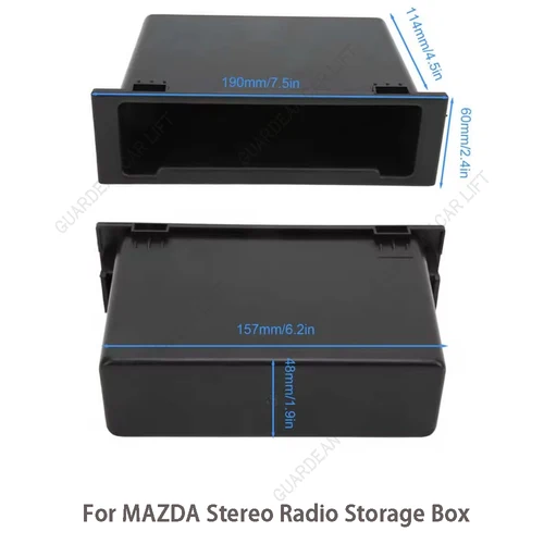 Imagen 2 del producto Suministros para coche, caja de artículos diversos de 1DIN para caja de almacenamiento de Radio estéreo MAZDA, organizador Interior de Radio para tablero, Din único para reemplazo de coche