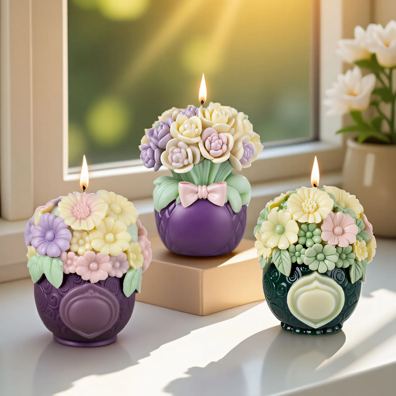 

3d Flower Basket Scented Candle Silicone Mold DIY Bow Bouquet Plaster Epoxy Resin Molds Home Decoration Candle Making Supplies