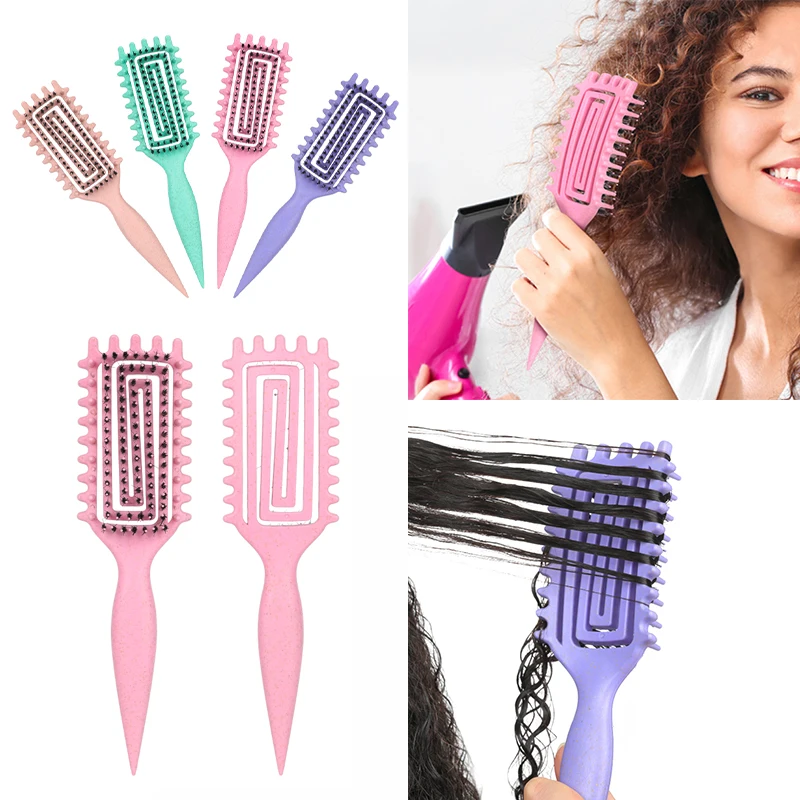 2024 Curly Hair Brush, Curl Defining Brush, Shaping and Defining Curls For Women and Men Less Pulling (Pink Purple Green)