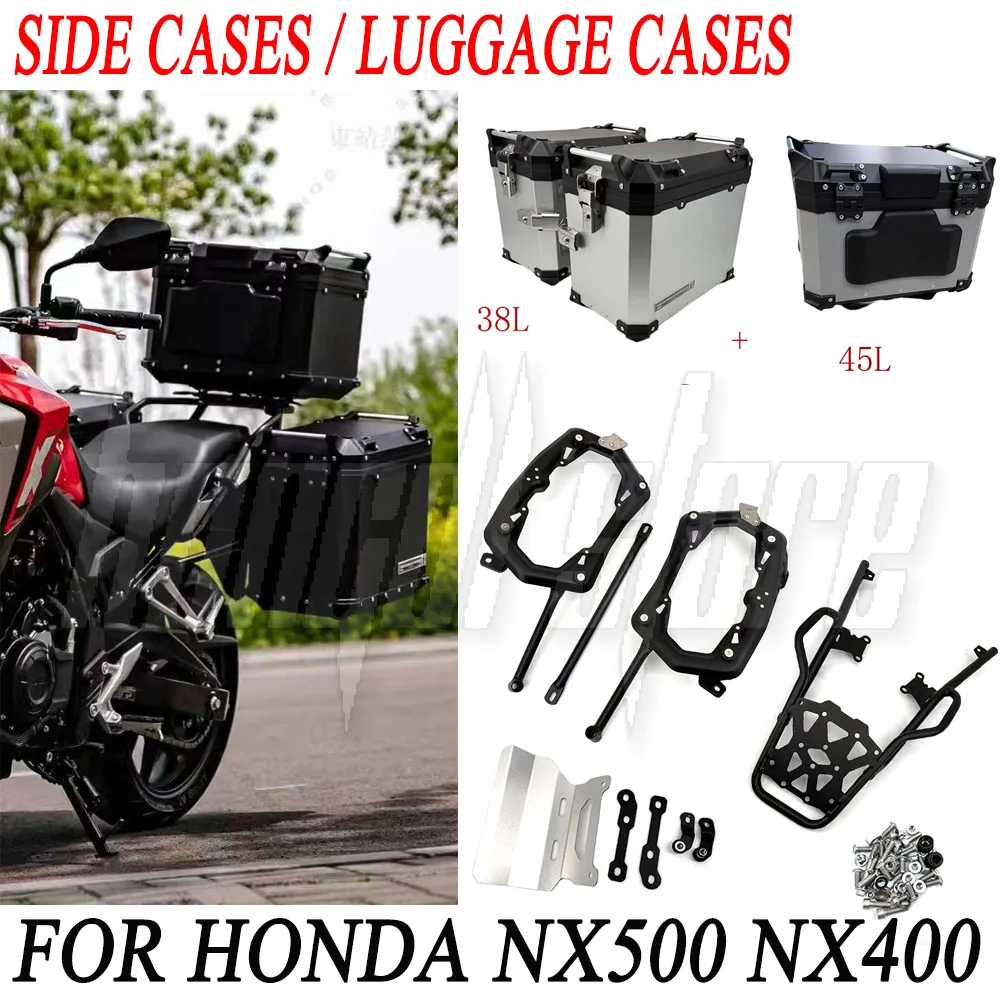 For HONDA NX500 NX400 Motorcycle Side Box Saddlebag Aluminum Alloy Quick Release Waterproof Motorcycle Side Luggage Storage Box