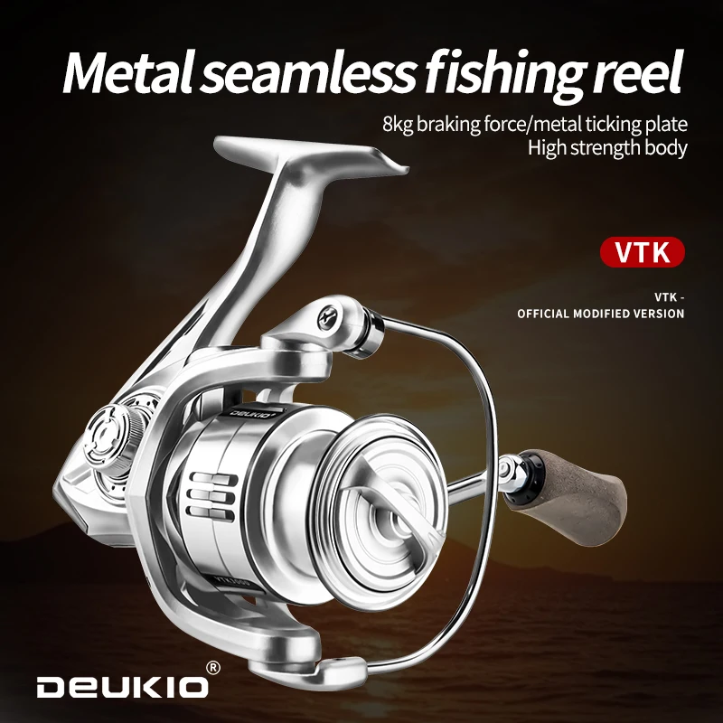 DEUKIO 5.2:1 Gear Ratio 8kg Max Drag Power Metal Spool Spinning Fishing Reel Freshwater Saltwater Jigging Reels