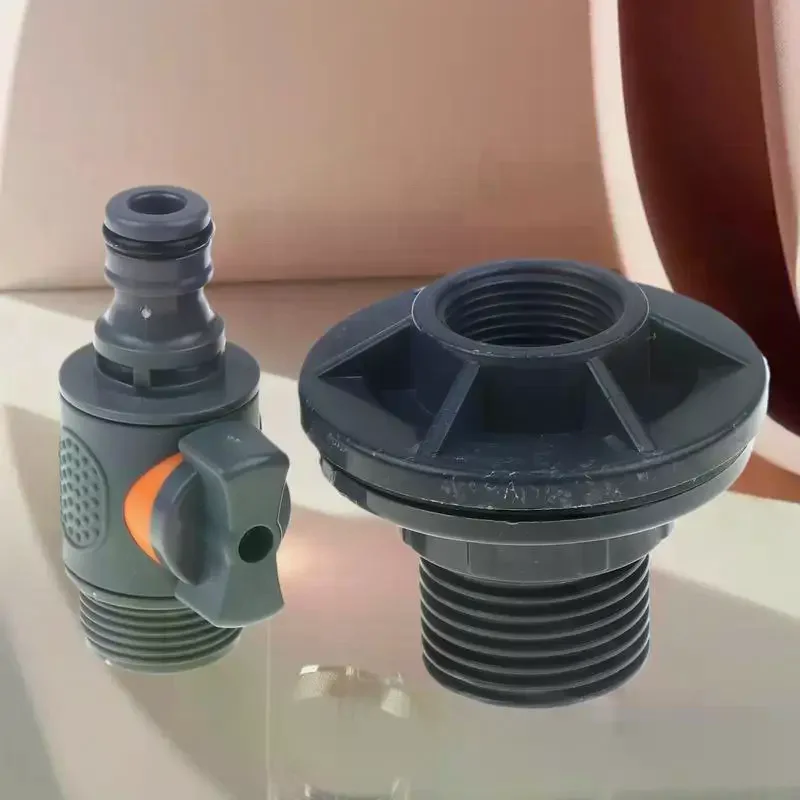 PVC Water  Adapter, Durable Water Tank Adapter With Valve, Quick Installation Rainwater Collection Connector Kit