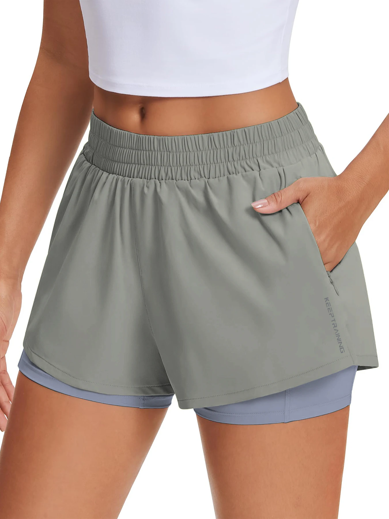 Damen-Freizeit-Sportshorts für Frühling und Sommer, Anti-Exposition Yoga-Shorts, atmungsaktiv, locker geschnitten, für Outdoor-Läufe, Damen-Fitnesshosen – Detail 10