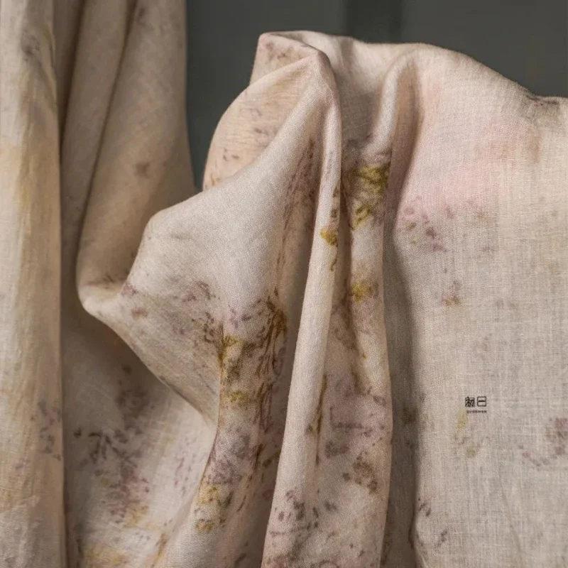 

Artistic Style Plant Dyed Linen Cotton Fabric Shirt Dress Clothing Designer Fabric DIY Sewing Accessories